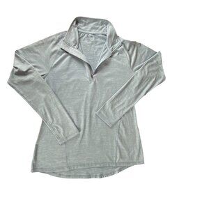 Womens Gray Long-Sleeve 1/4 Zip Pullover Top Lightweight Activewear Size M